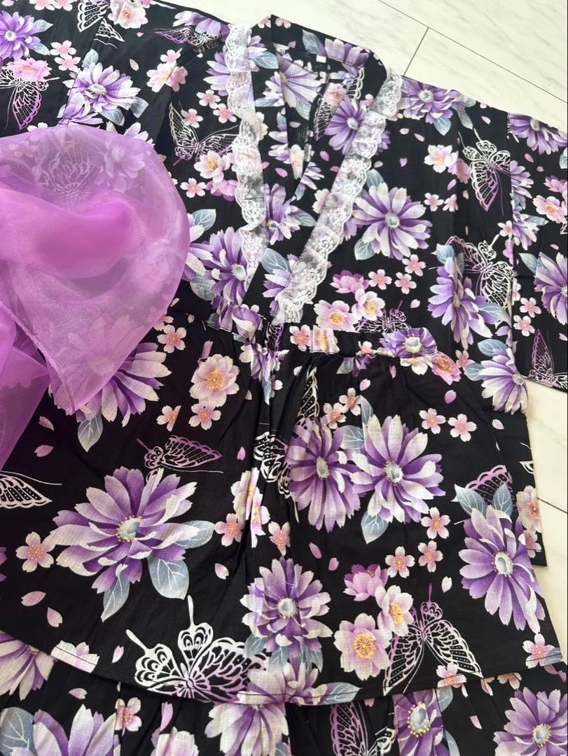 浴衣ドレス 姫ギャル 地雷系 160cm 量産型 y2k 平成 姫系 黒